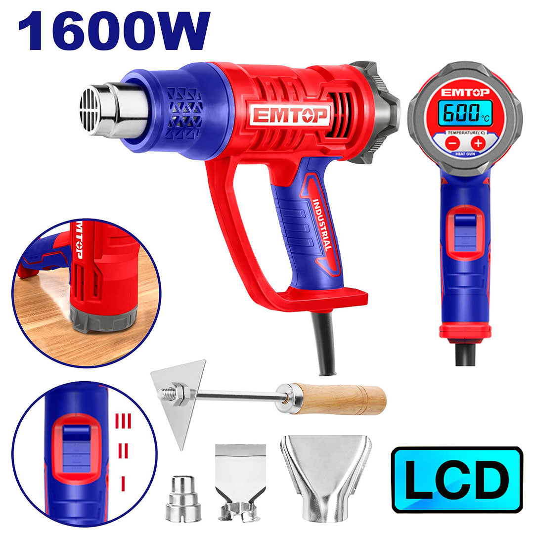 PISTOLA DE CALOR DIGITAL, 1,600 WATTS, EMTOP, ULHGN16056