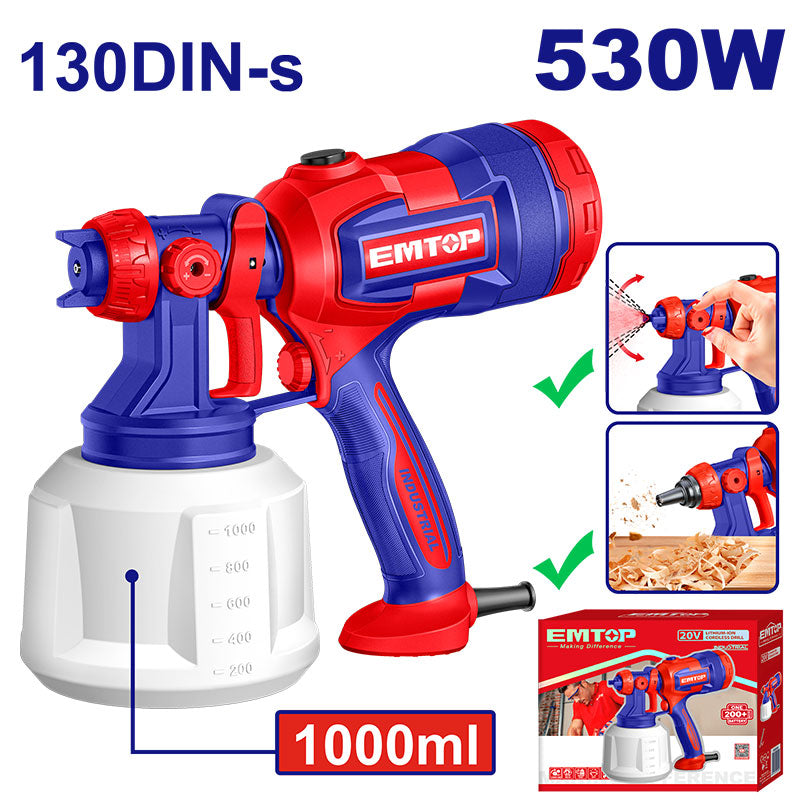 PISTOLA DE PINTAR ELECTRICA DE 530 WATTS, EMTOP, ULSGN4506
