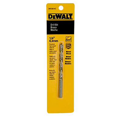 BROCA HSS 1/4 PULG, PARA METAL Y MADERA. MARCA DEWALT, DW130014C