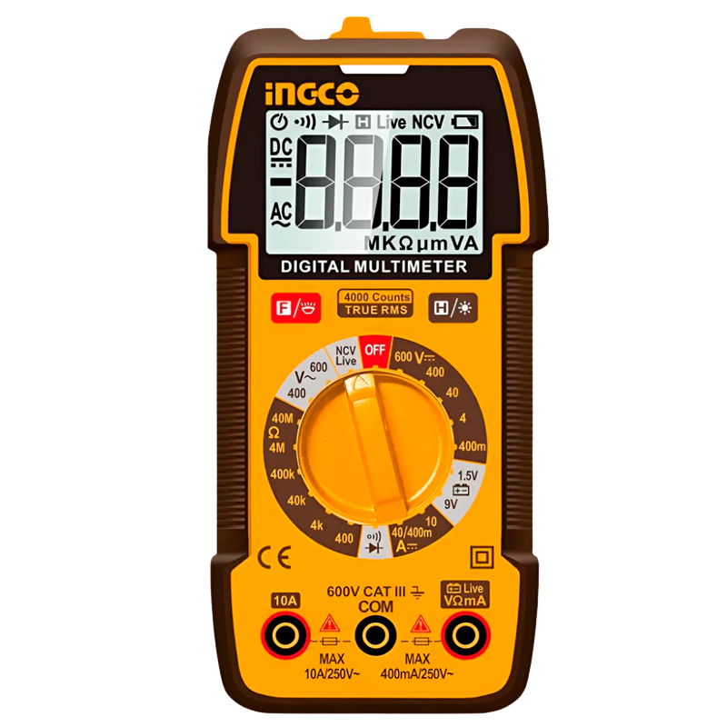 Multímetro digital 600 amperios de 1000V en marca INGCO, DM310004