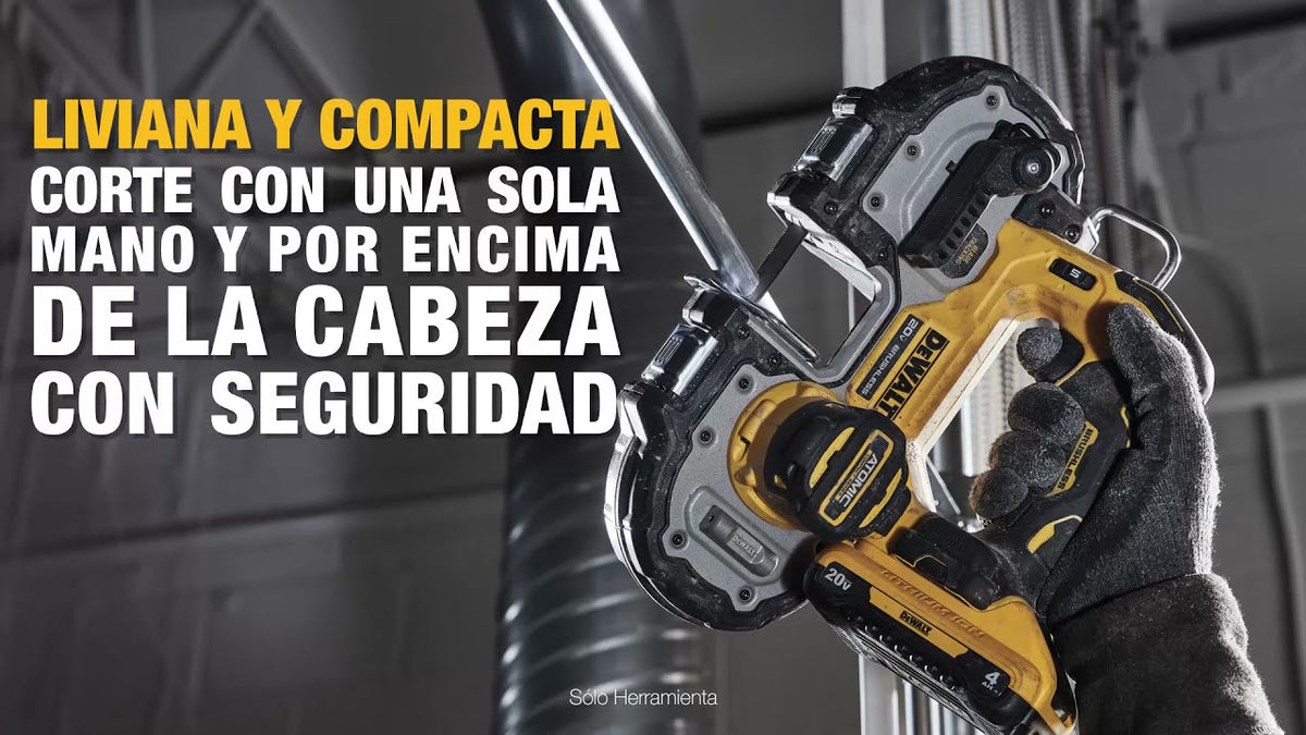 SIERRA DE BANDA INALAMBRICA, ATOMIC, 20 VOLTIOS 1 3/4. SIN CARGADOR NI BATERIAS. DEWALT, DCS377B-B3
