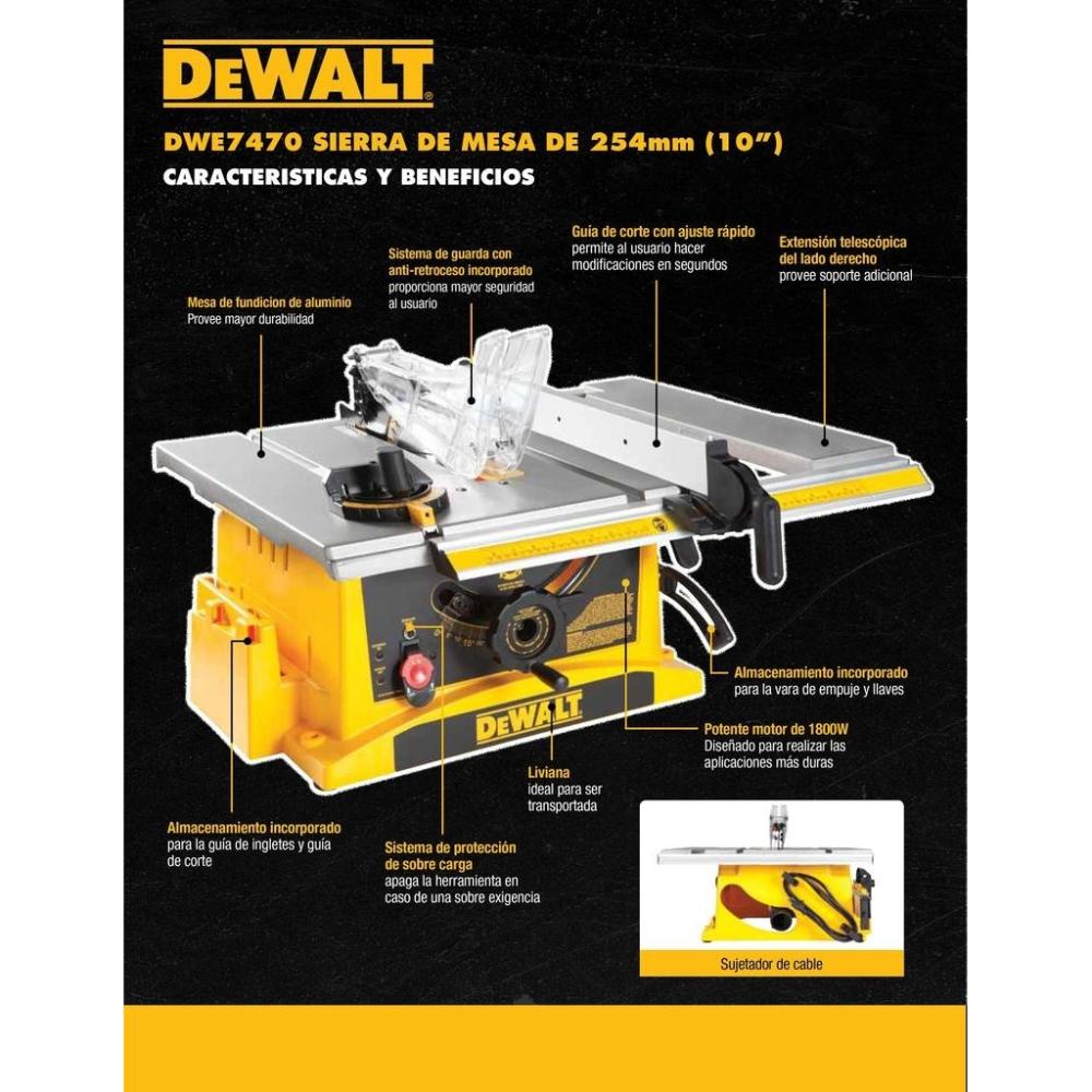SIERRA DE BANCO DE 10 PLGS, DWE7470-B3, DEWALT