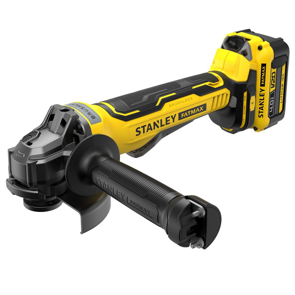 ESMERILADORA INALAMBRICA DE 5 PLGS, SIN CARBONES, SISTEMA V20, 2 BATERIAS DE 4.0 AH, CARGADOR, MALETA PLASTICA, STANLEY, SBG700M2K-B3