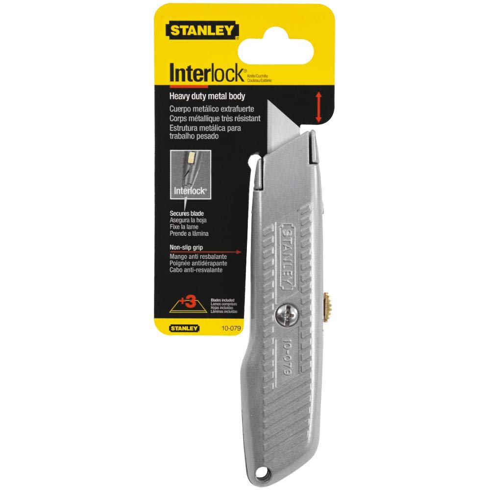 CUCHILLA PROFESIONAL RETRACTIL LARGO 5-7/8 (150 MM) INCLUYE 3 CUCHILLAS. COLOR GRIS, 10-079
