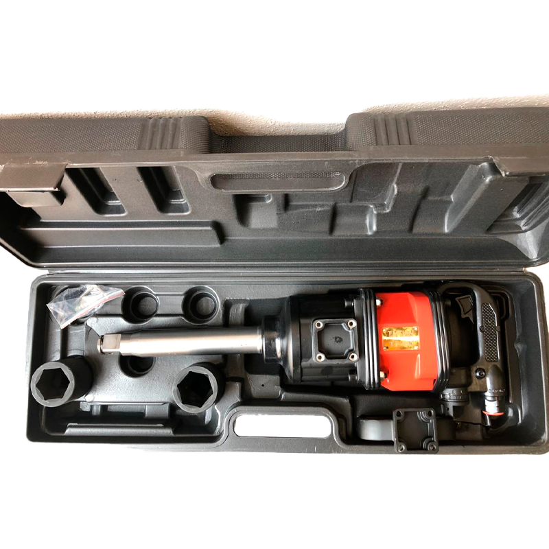 Pistola de impacto de 1" cañon largo, doble martillo, con caja plastica, incluye 2 copas, marca Taitian 218069