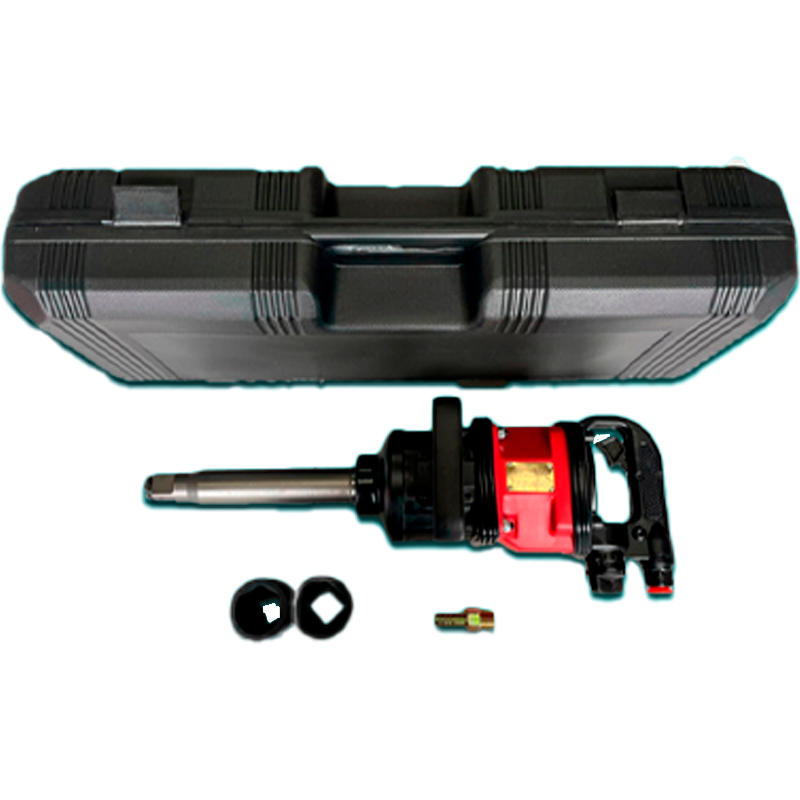 Pistola de impacto de 1" cañon largo, doble martillo, con caja plastica, incluye 2 copas, marca Taitian 218069