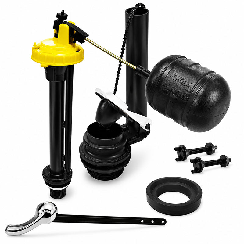 KIT DE REPARACION COMPLETO PARA TANQUE DE SANITARIO, 2 PLG X 10 PLG, PALANCA CROMADA Y EMPAQUE ESPONJOSO. FAMA, '2207