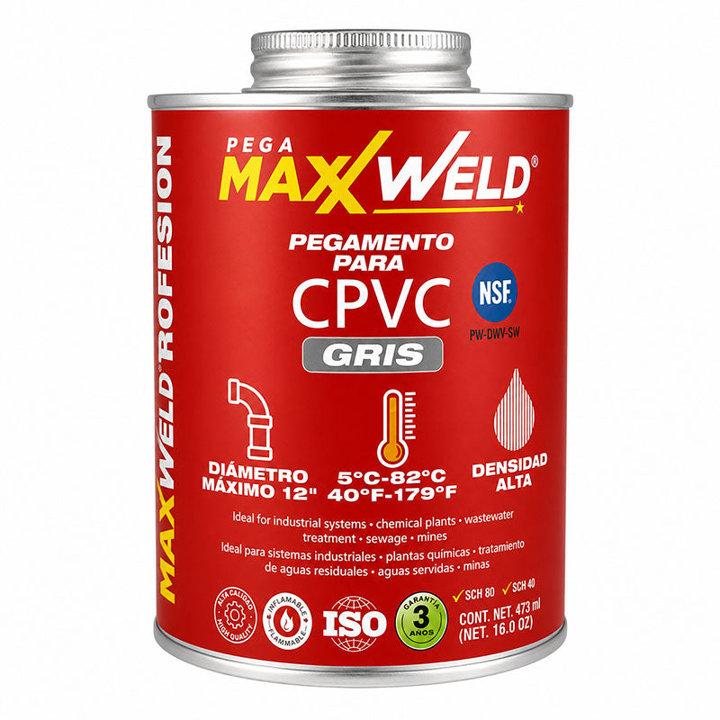 PEGAMENTO PARA CPVC GRIS, USO INDUSTRIAL, 473 ML, PEGAMAXX WELD, '2420