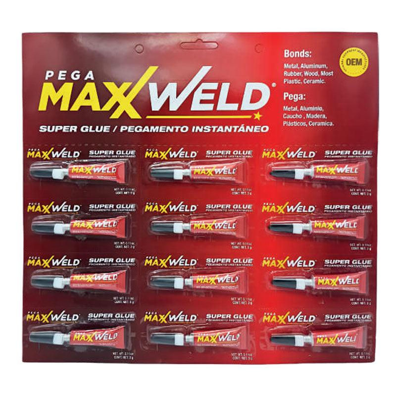 PEGAMENTO INSTANTANEO MAXXI GLUE, 3 GRAMOS, PRESENTACION DISPLAY CON 12 UNIDADES. PEGAMAXXWELD, '2427