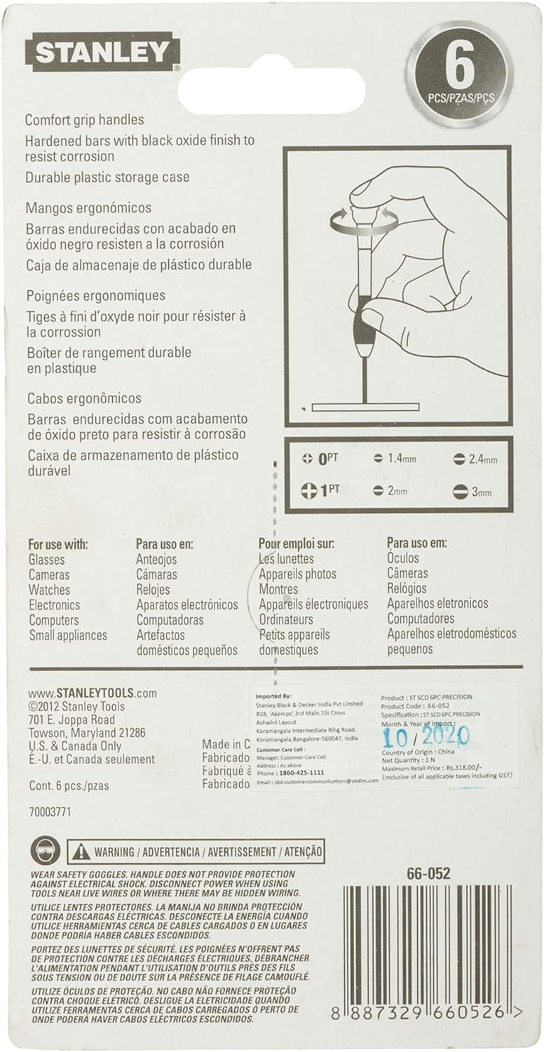 Juego de 6 desarmadores de precisión, 66-052, Stanley