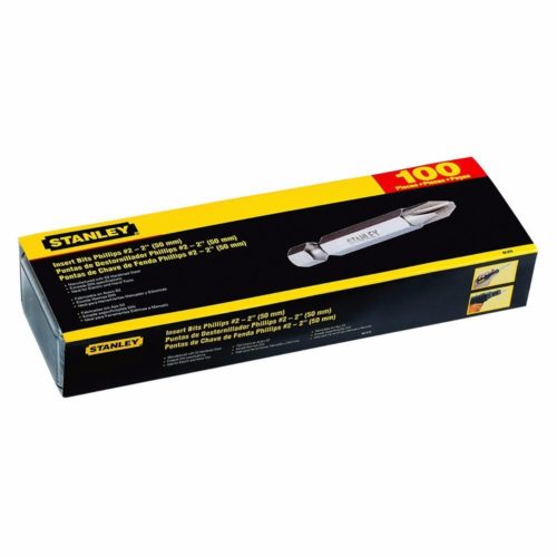 Juego de puntas para atornillar Phillips No. 2 x 2 plgs, 100 piezas, Stanley, 68-076