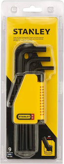 Juego de 9 llaves Allen punta redonda, milimétricas, Stanley, 69-256