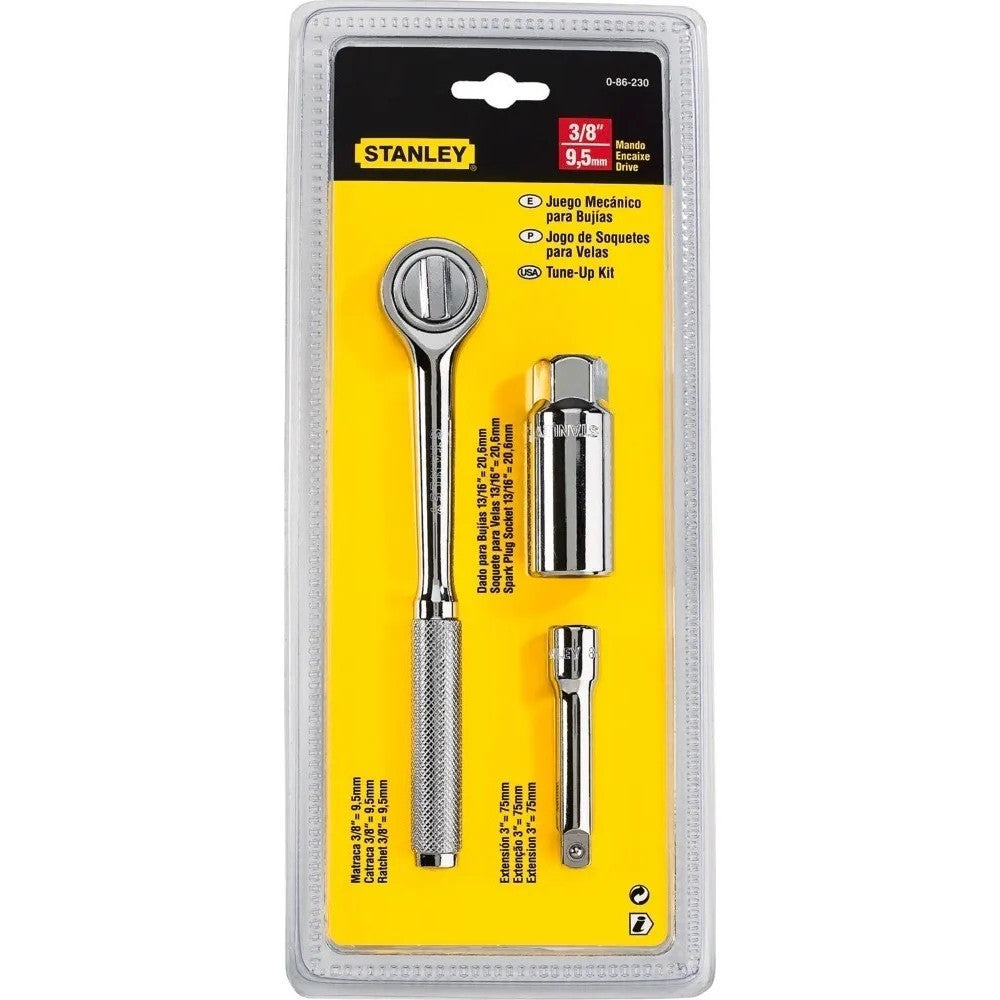 Juego para bujías, raíz 3/8 plgs, 3 piezas, Stanley, 86-230