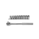 Juego de copas de 12 lados, raíz 1/2 plgs, con ratch, 11 piezas, Stanley, 86-734