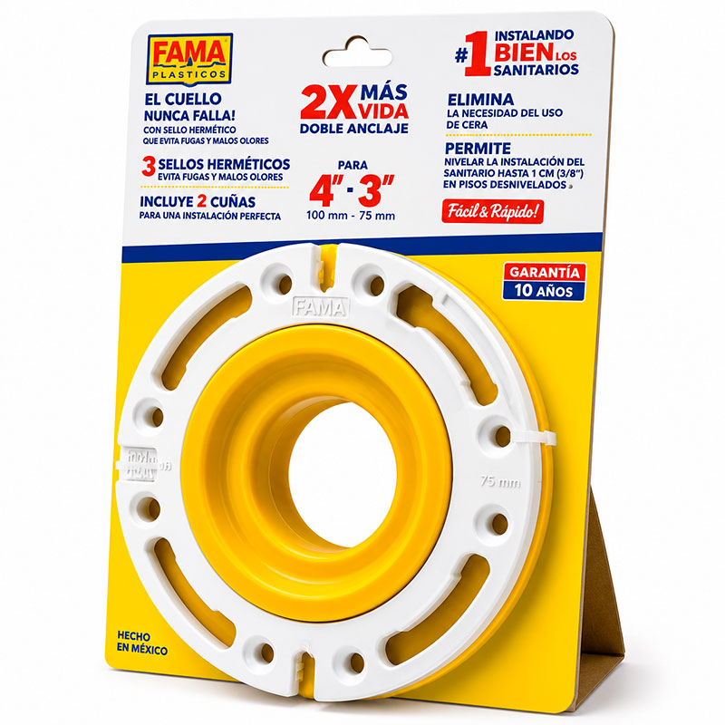 BRIDA MOVIL PARA SANITARIO, CUELLO TURBO FLUSH, PARA INSTALACION DE INODOROS. FAMA, 9591D