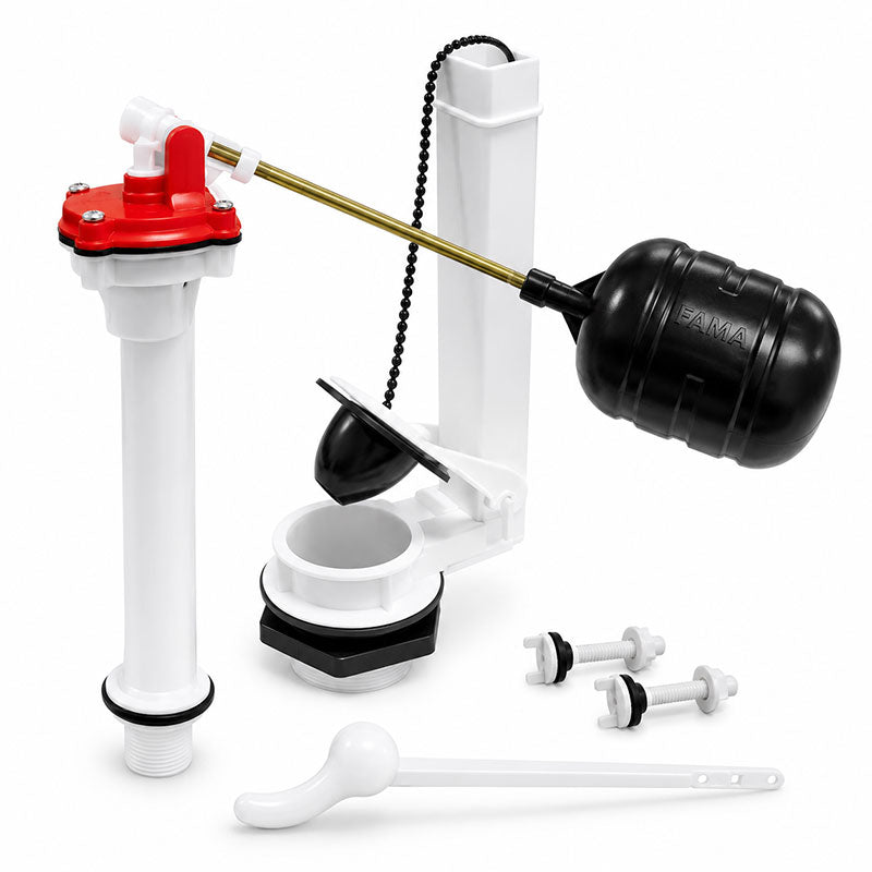 KIT DE REPARACION COMPLETO PARA TANQUE DE SANITARIO, 2 PLG X 10 PLG, PALANCA BLANCA. FAMA, '9600