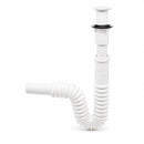 SIFON PLASTICO CORRUGADO PARA LAVAMANOS, REJILLA BLANCA, 65 CM. FAMA