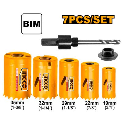 Kit de brocas sierras bimetalicas de 7 piezas marca INGCO, AKH0071