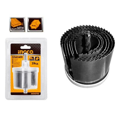 Kit de broca sierras para metal, madera y plasticos incluye 7 piezas de marca INGCO, AKHS702