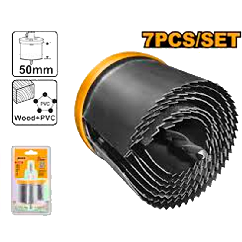 Kit de broca sierras para metal, madera y plasticos incluye 7 piezas de marca INGCO, AKHS702