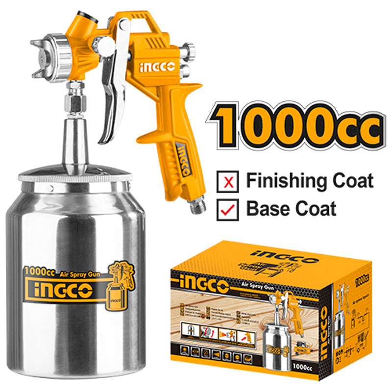 Pistola para pintar neumatica con deposito de 1000ml marca INGCO, ASG3101