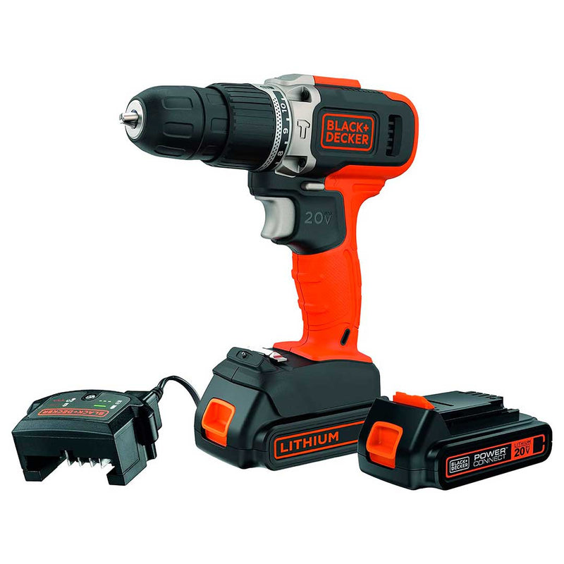 BARRENO/TALADRO PERCUTOR INALAMBRICO 20 VOLT, MANDRIL 3/8, 1 BATERIA, CARGADOR. MARCA BLACK AND DECKER