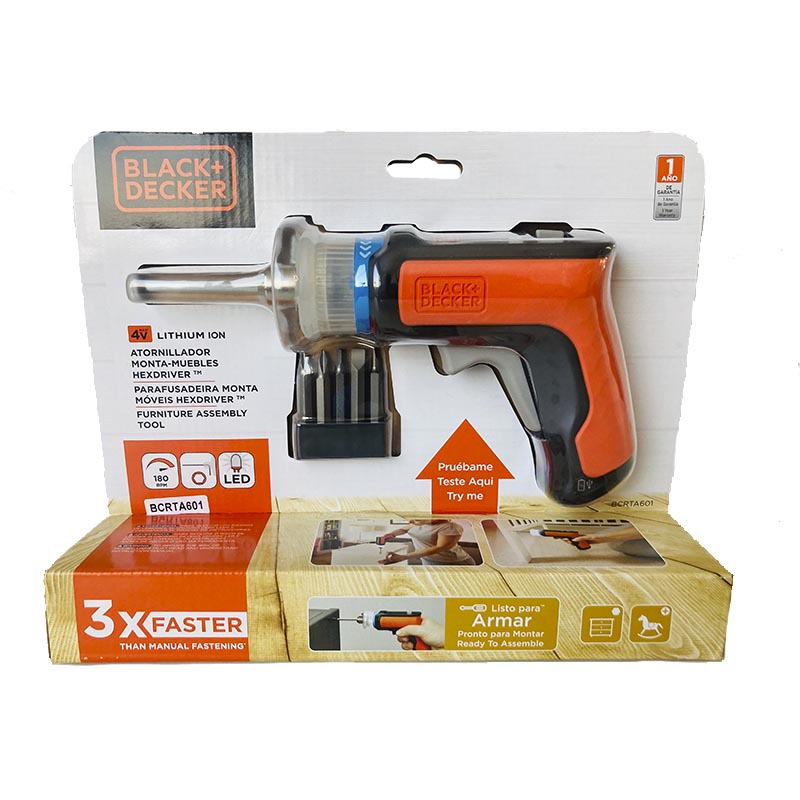ATORNILLADOR , INALAMBRICO, MONTA MUEBLES, 4 VOLTIOS, HEXAGONAL. MARCA BLACK AND DECKER, BCRTA601-B3