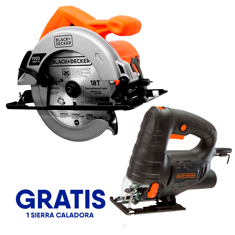 Sierra circular 7 1/4 plgs con sierra caladora gratis Black And Decker