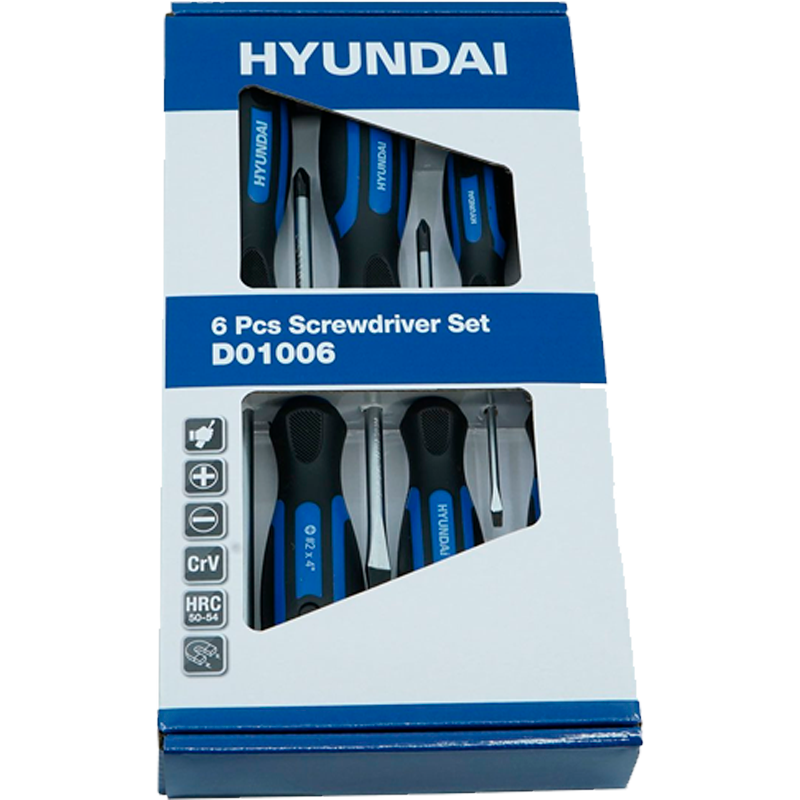 Juego de 6 desarmadores en marca HYUNDAI, D01006