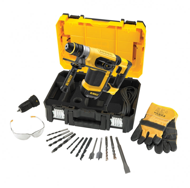 ROTOMARTILLO SDS PLUS, 1 1/4 Plgs, 4.2 JOULES, 4 KG. MANDRIL DESMONTABLE, KIT DE ACCESORIOS. MARCA DEWALT, D25414KT