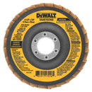 DISCO FLAP DISK, DE ALETAS NO TEJIDAS,4 1/2 PULG X 7/8, PULIR, GRANO GRUESO.MARCA DEWALT
