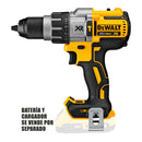 BARRENO/TALADRO PERCUTOR XR, 1/2 PLG, 20V, BRUSHLESS, 820 WATTS, SIN BATERIA NI CARGADOR, (BARE TOOL). DEWALT