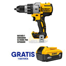 BARRENO/TALADRO PERCUTOR XR, 1/2 PLG, 20V, BRUSHLESS, 820 WATTS, GRATIS 1 BATERIA. (BARE TOOL). DEWALT