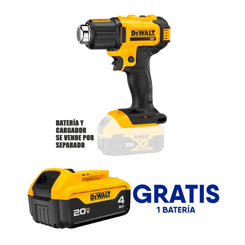 PISTOLA DE CALOR INALAMBRICA 20V, TEMPERATURA 530/288 GRADOS, GRATIS BATERIA. (BARE TOOL). DEWALT, DCE530B-OF1
