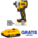 Atornillador de impacto inalámbrico 20 voltios solo con batería Dewalt DCF809B-OF1