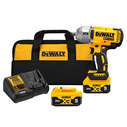 LLAVE DE IMPACTO INALAMBRICA, 1/2 PULG, 20 VOLTIOS, 1,030 LIBRAS/PIE, 2 BATERIAS DE 5 AH. MARCA DEWALT, DCF900P2