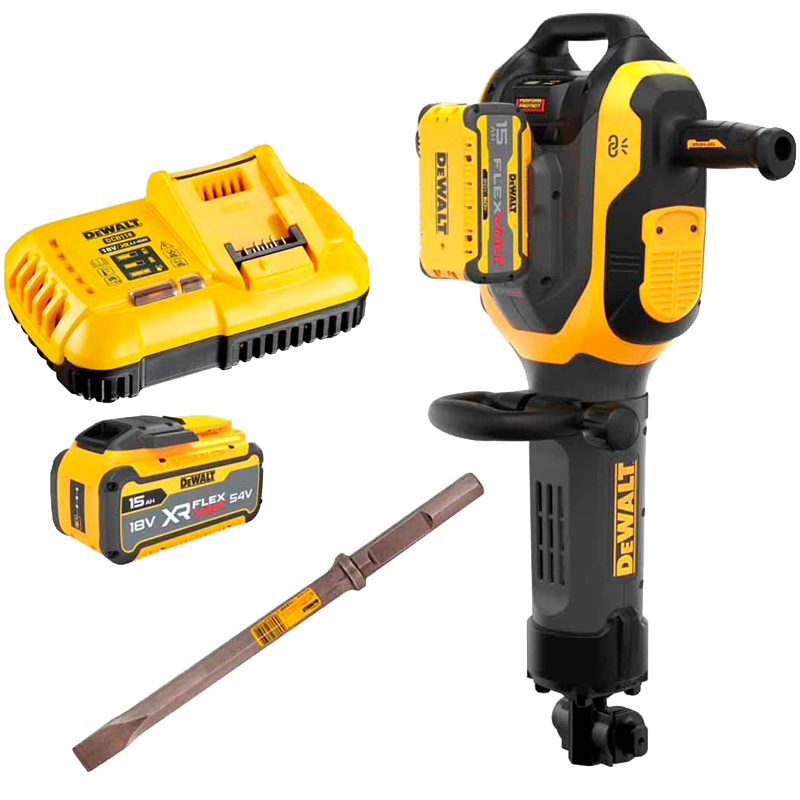 Demoledor inalámbrico de 15 kilos 60 voltios con 2 baterías y cargador Dewalt DCH966Z2