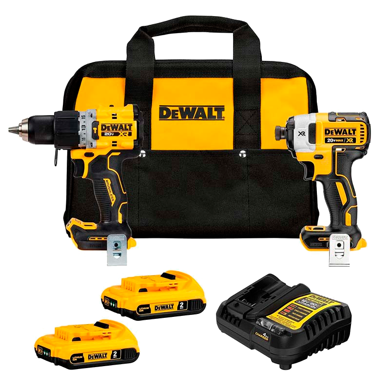 Combo barreno percutor y atornillador de impacto inalámbricos, DCK2490D2-B3, DEWALT