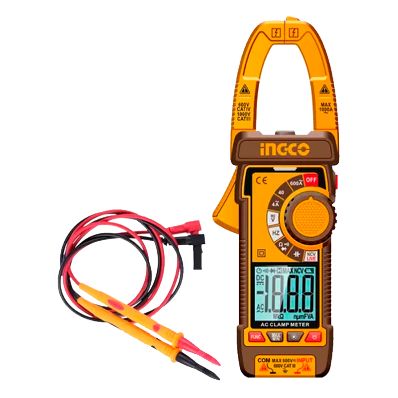 Amperimetro digital de gancho, 600 amperios, INGCO, DCM66001