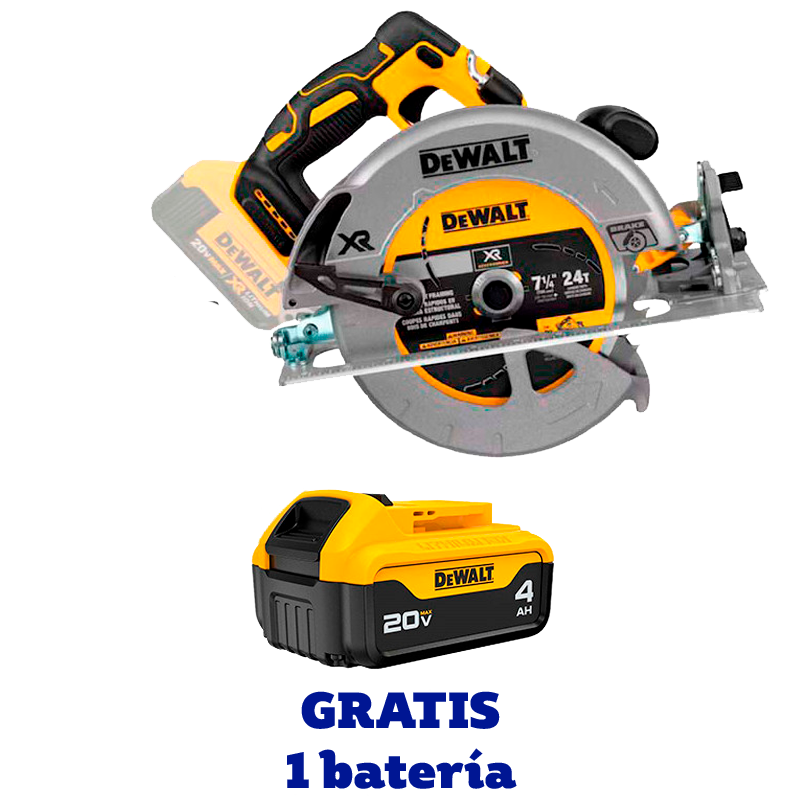 Sierra circular inalambrica 7 1/4 plgs solo con batería Dewalt DCS570B-OF
