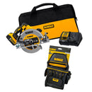SIERRA CIRCULAR INALAMBRICA 7 1/4 PULG, 20VOLT, BRUSHLESS, 5200RPM. 1 BATERIA 5 AH Y CARGADOR, GRATIS CARTUCHERA. DEWALT