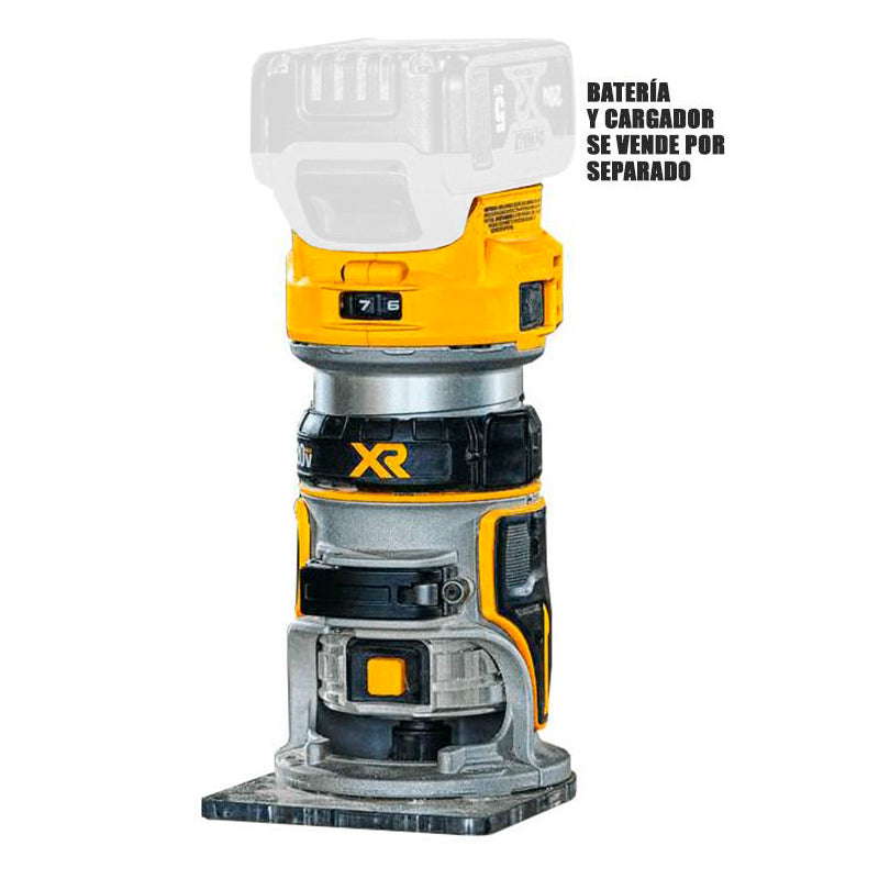 ROUTER INALAMBRICO 20V, BRUSHLESS, VV HASTA 25,500 RPM, COLLET 1/4. INCLUYE CARGADOR. GRATIS BATERIA DCB204YY. DEWALT, DCW600B-OF