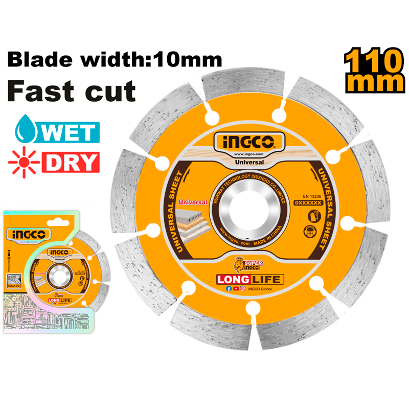 Disco de diamante segmentado de 4" en marca INGCO,  DMD011102
