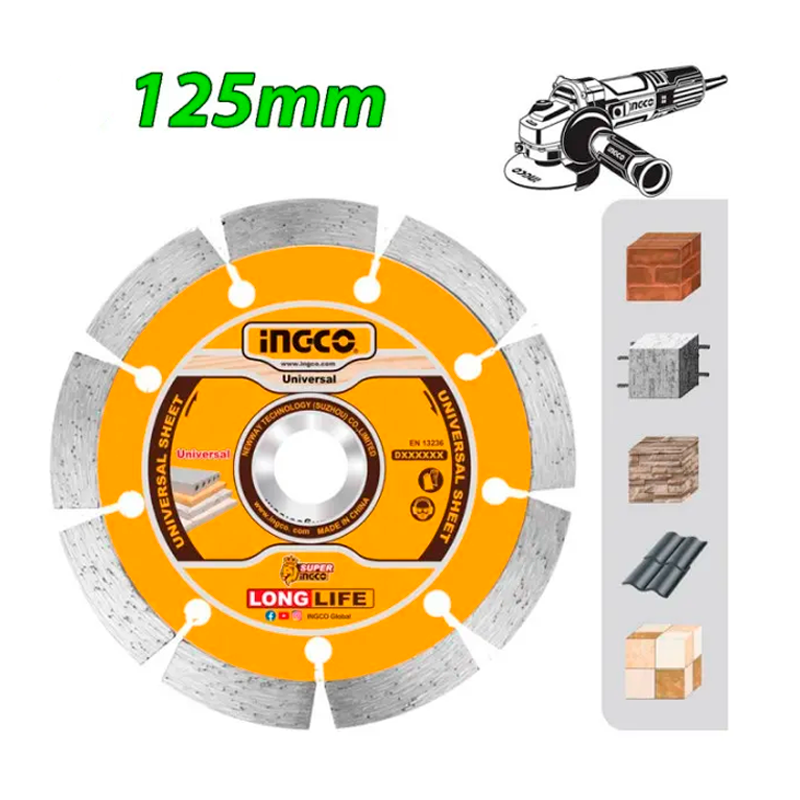 Disco de diamante segmentado de 5″ en marca INGCO, DMD011252