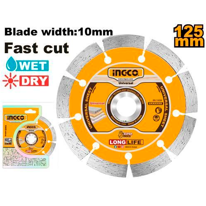 Disco de diamante segmentado de 5″ en marca INGCO, DMD011252
