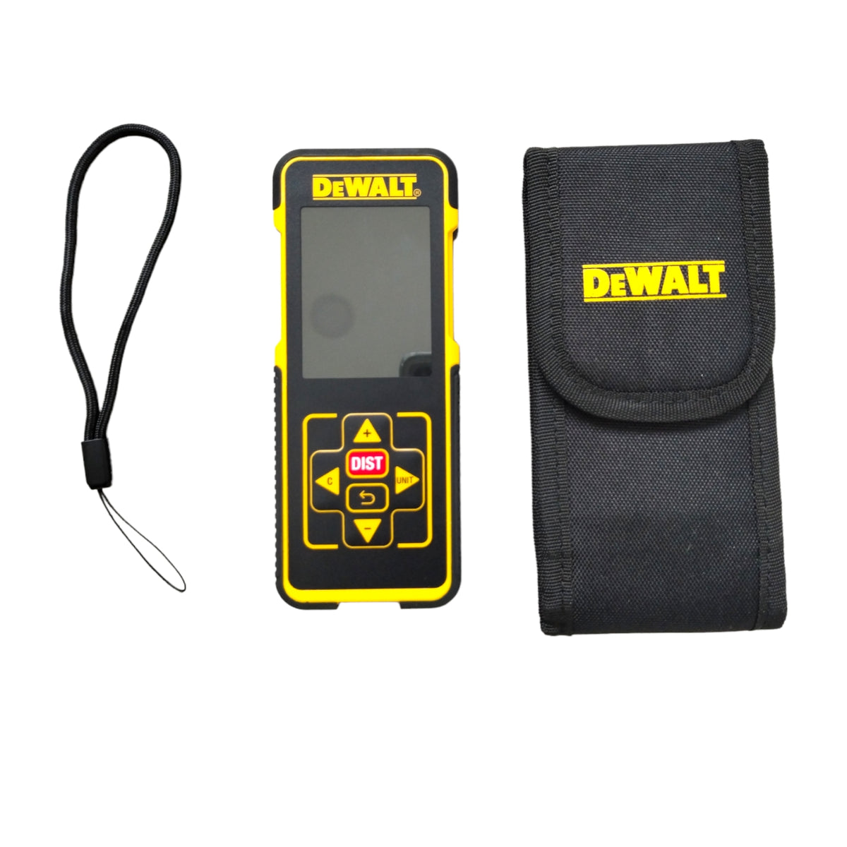 MEDIDOR LASER ROJO DE DISTANCIA, RANGO 50 METROS, PANTALLA A COLOR, PREISCION + - 1/16 PULGADAS, 1.5 MM. MARCA DEWALT, DW0165N