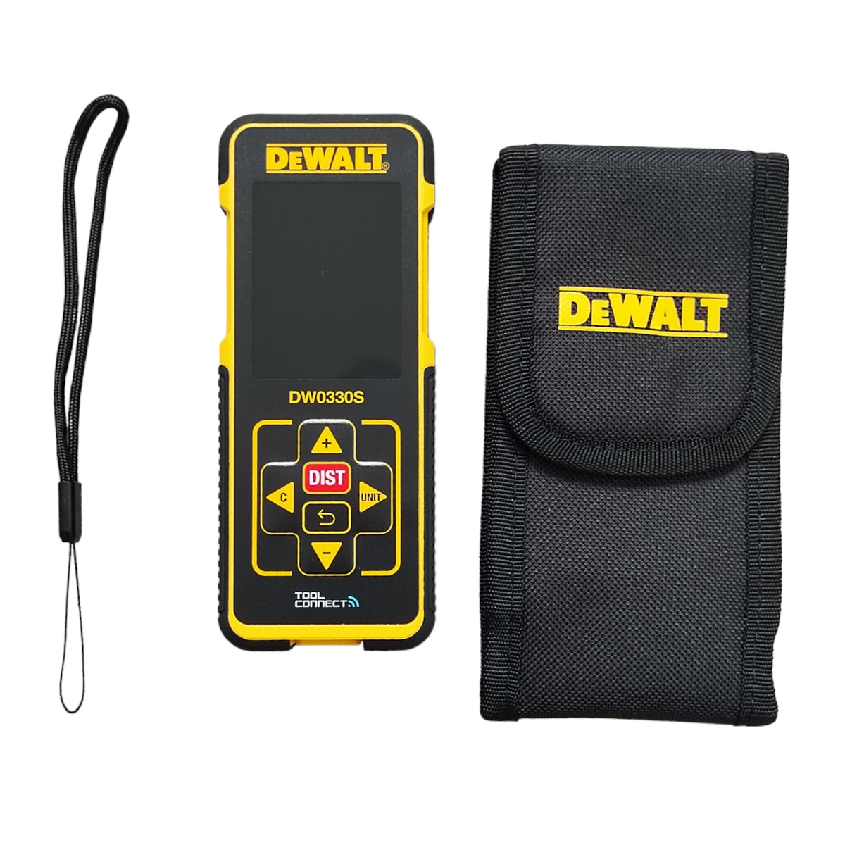 MEDIDOR LASER ROJO DE DISTANCIA, RANGO 100 METROS, PANTALLA A COLOR, PREISCION + - 1/16 PULGADAS, 1.5 MM. MARCA DEWALT, DW0330SN