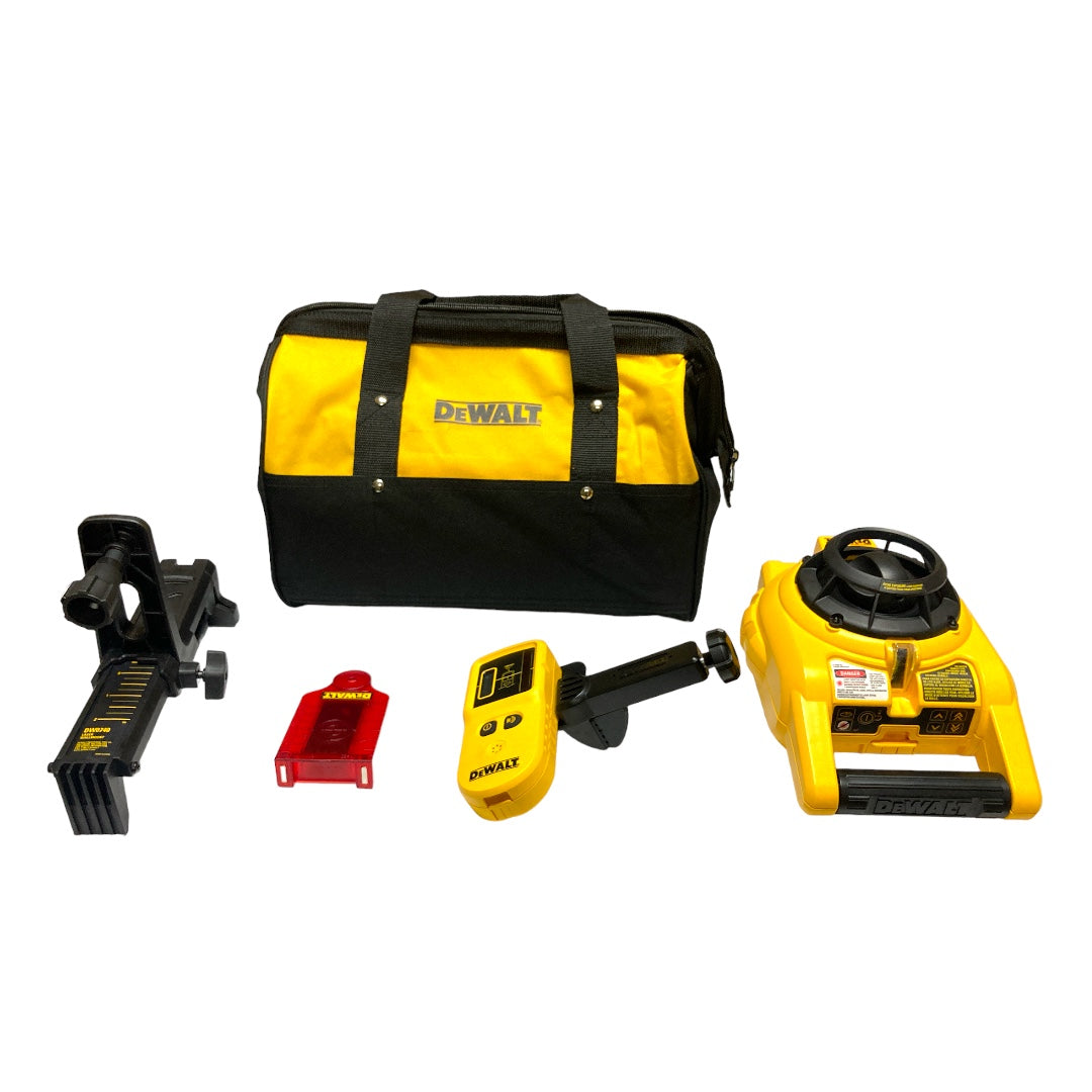 LASER ROTACIONAL AUTONIVELANTE, RANGO DE 450 MTS, PRESICION DE + - 2 MM POR 10M CON SOPORTE, DETECTOR Y BOLSO. DEWALT, DW074KDT