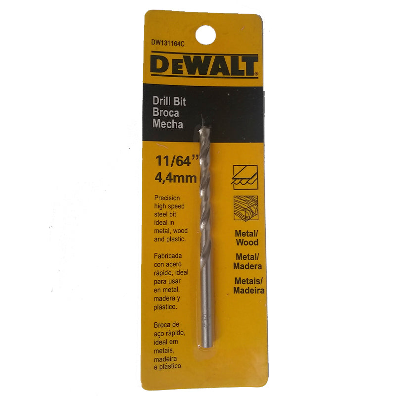 Broca 11/64 Plgs, Metal y Madera, Uso Normal, DW131164C