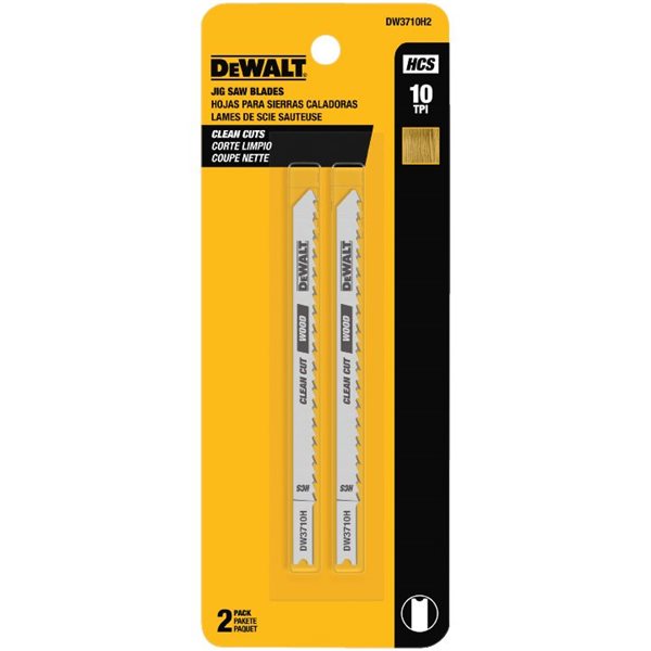 CUCHILLAS PARA CALADORA, 10 DIENTES X PULG, 4 PULG LARGO, CORTES FINOS EN MADERA, 2 PIEZAS. MARCA DEWALT, DW3710H2